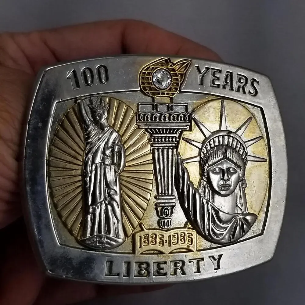 Belt Buckle 1986 100 Years Of Liberty Statue Of Liberty USA By Sterling Treasury